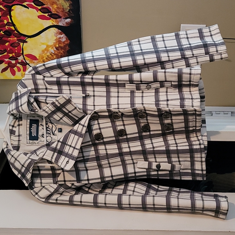 Sebby  jacket size medium white and Grey